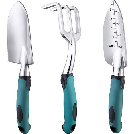 Gartengeräte-set – 3-teilig Aus Robustem Aluminiumguss Mit Rutschfesten Gummigriffen. Langlebige Handwerkzeuge. Geschenkset Für Gärtner.