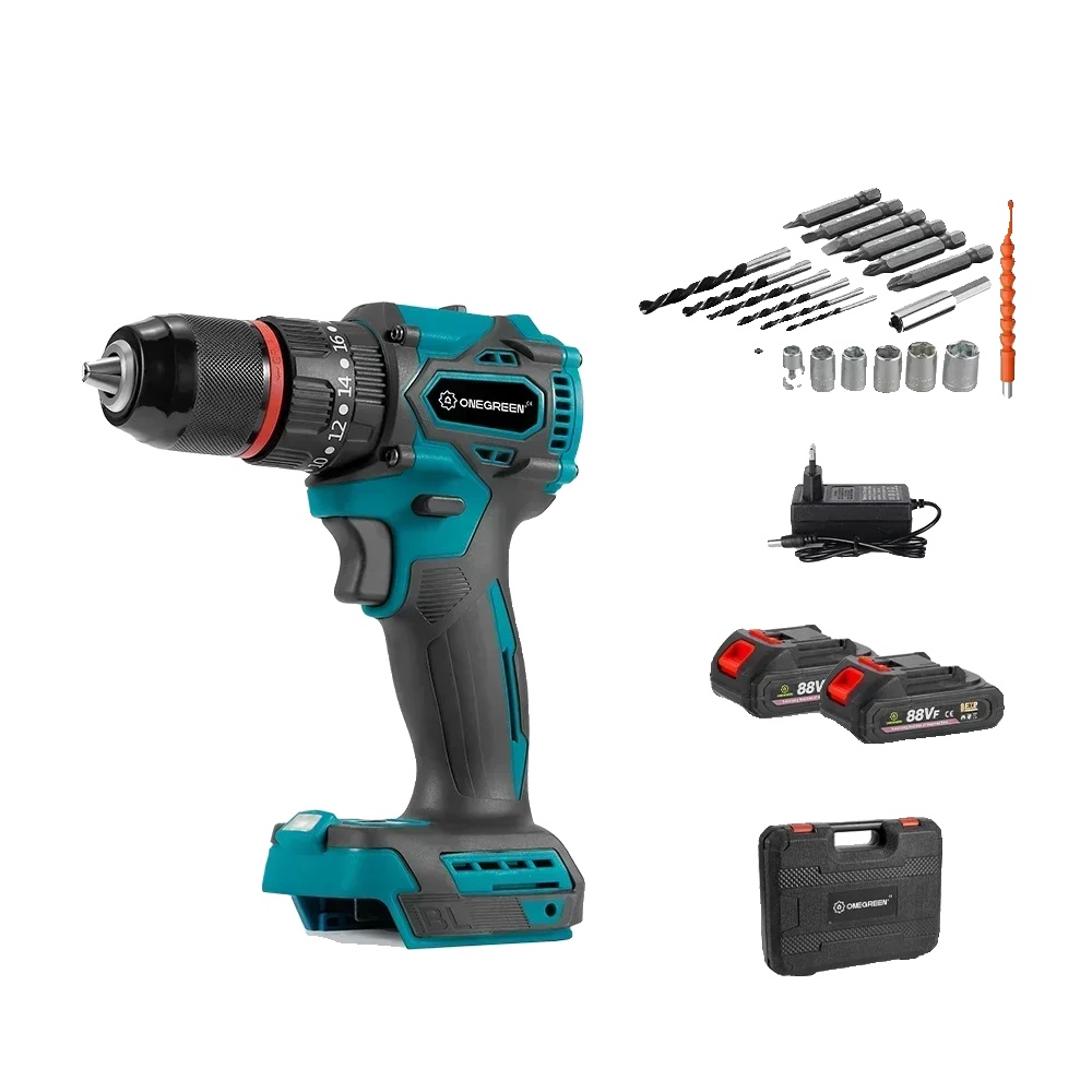 Akku-schlagbohrmaschine, 480n.m Drehmoment, 3-in-1 Funktionalität, 2 Batterien Eu-stecker