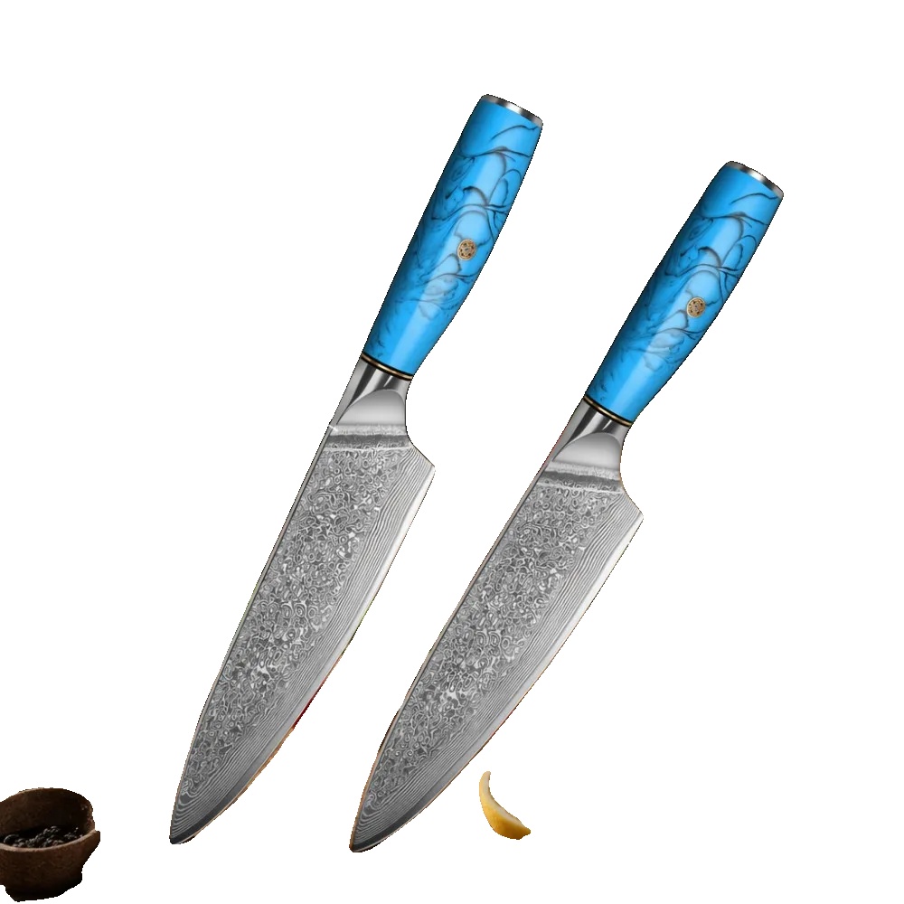 Küchenmesser Set, 20 Cm Klingenlänge, 18 Cm Klingenlänge, Damaststahl Material, Rutschfester Griff, Fcm Zertifiziert