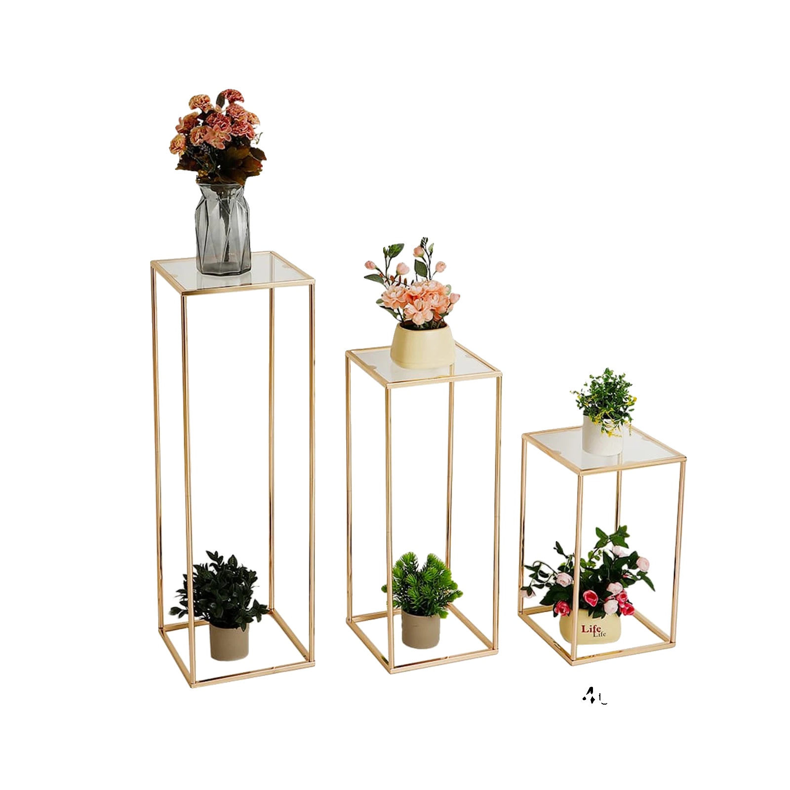 Blumenstand, Geometrisches Design, Einfache Montage, Gold, 40cm