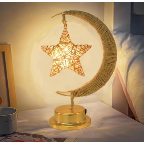 Dekorative Led-nachttischlampe „moonlight“, Charmante Mondförmige Lampe, Batterie- Oder Usb-betrieben, Ideal Für Ramadan Oder Als Kinderlampe Für Den Tag.