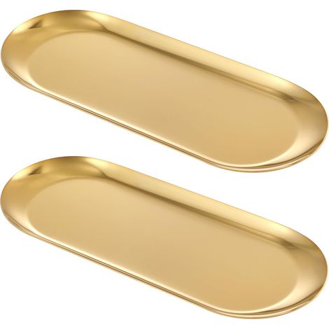 Dekoratives Goldenes Tablett – 2 Stück – Tablett Für Schminktische
