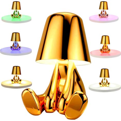 Goldene, Berührungsempfindliche Nachttischlampe – Hübsche, Wiederaufladbare, Kabellose Schreibtischlampe – Helligkeit Einstellbar Für Zuhause, Büro Oder Schlafzimmer – Sitzleuchte