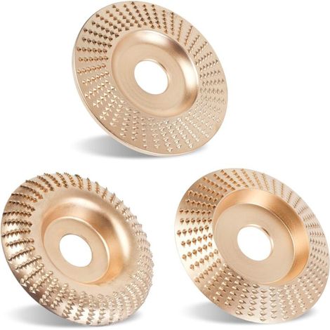 Holzschnitzscheibe Für Winkelschleifer - Zum Formen, Schleifen Und Schneiden, 16 Mm Öffnung, 3 Stück, Goldfarben, Flach.