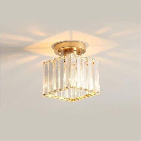 Mini-kristalllüster – Moderne, Halb Eingelassene Deckenleuchte – Ideal Für Flure, Küchen, Schlafzimmer Und Bars – Goldfarben, Quadratisch, 1-teilig