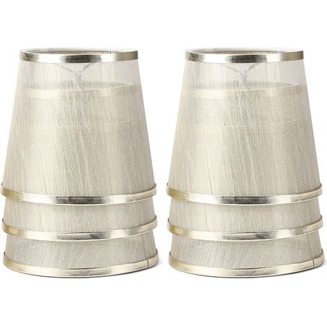 Miniatur-kristalllampenschirm Für Kronleuchter, 14 Cm, Glockenförmig, Zum Anklemmen, Champagnerfarbenes Organza (6er-set, Gold)