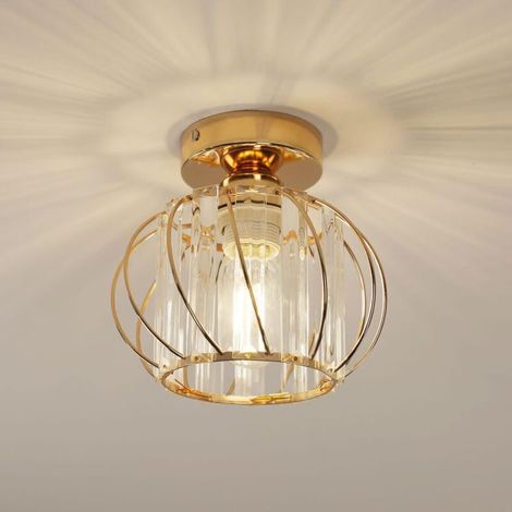 Moderne Kristall-deckenleuchte E27 Mini-deckenleuchte, Halb Eingelassener Kristall-kronleuchter, Kristall-deckenlampe Für Wohnzimmer, Schlafzimmer, Eingangsbereich, Flur (gold)