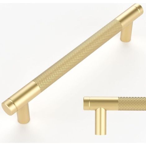 Set Aus 10 Goldfarbenen, Gerändelten Griffen, 128 Mm Lochabstand, Für Schubladen, Kommoden, Schränke Und Kleiderschränke (dyk-alovez)