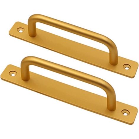 Set Mit 2 Schiebetürgriffen Aus Aluminium Im Scheunentor-stil – Schrank- Und Schubladengriffe – Gold – 128 Mm