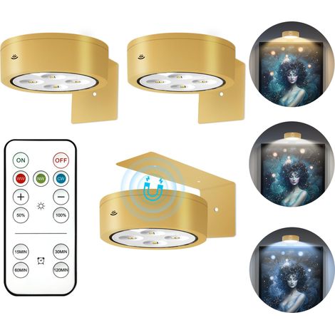 Set Mit 3 Batteriebetriebenen Rgb-bilderleuchten – Magnetische Led-kunstbeleuchtung (mit Fernbedienungsdimmung Und Timerfunktion)