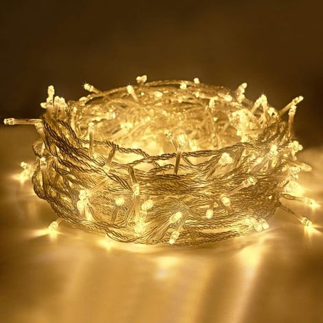 Solar-lichterkette (ohne Akku) – 8 Leuchtmodi – Wasser – Hochzeitsfeier (warmes Licht) – 12 Meter, 100 Lichter