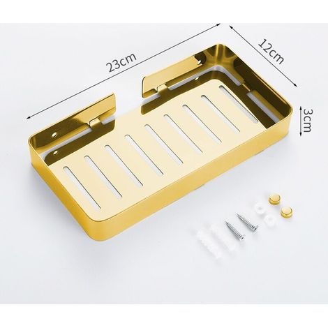 Wandmontiertes Badezimmerregal Aus Edelstahl Mit Tür- Und Abflusshalterung – Badezimmer-organizer-aufbewahrungskorb (gold)