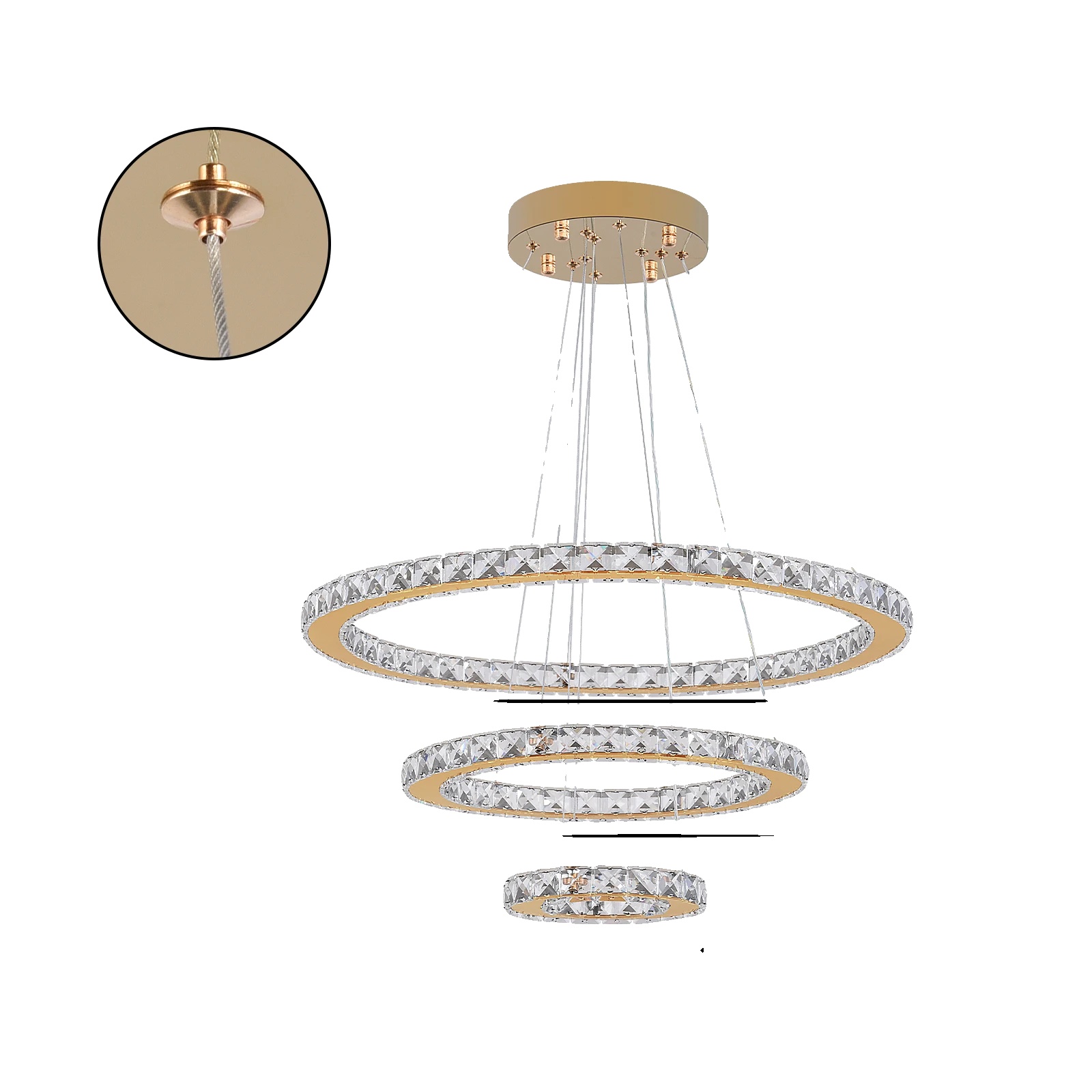 Kronleuchter, Dimmbare Led-beleuchtung, Elegantes Kristall-design, 246js-wj, Dimmbare Fernbedienung