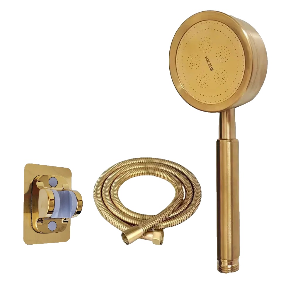 Duschkopf, Langlebiger Edelstahl, Handheld Hochdruck, Goldset
