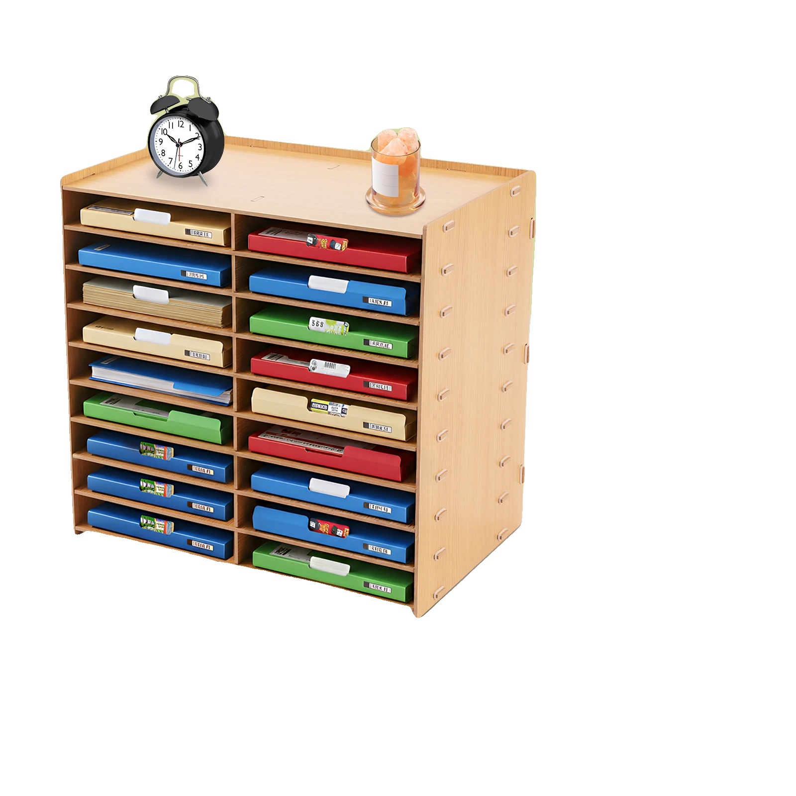 Datei-organizer, Hochdichte Goldene Eichenmaterial, 20,39 X 12,99 Zoll, 18 Fächer, 9 Ebenen, 8,82 Lbs Tragfähigkeit Pro Schicht