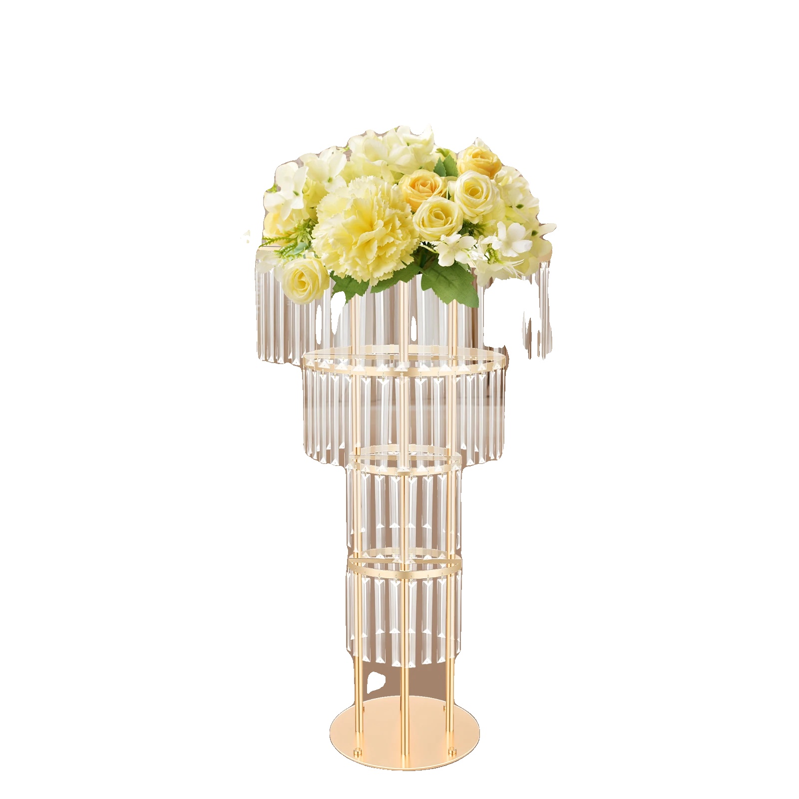 Blumenstand, 4-stöckiges Design, Stabiler Acryl- Und Eisenrahmen, Gold