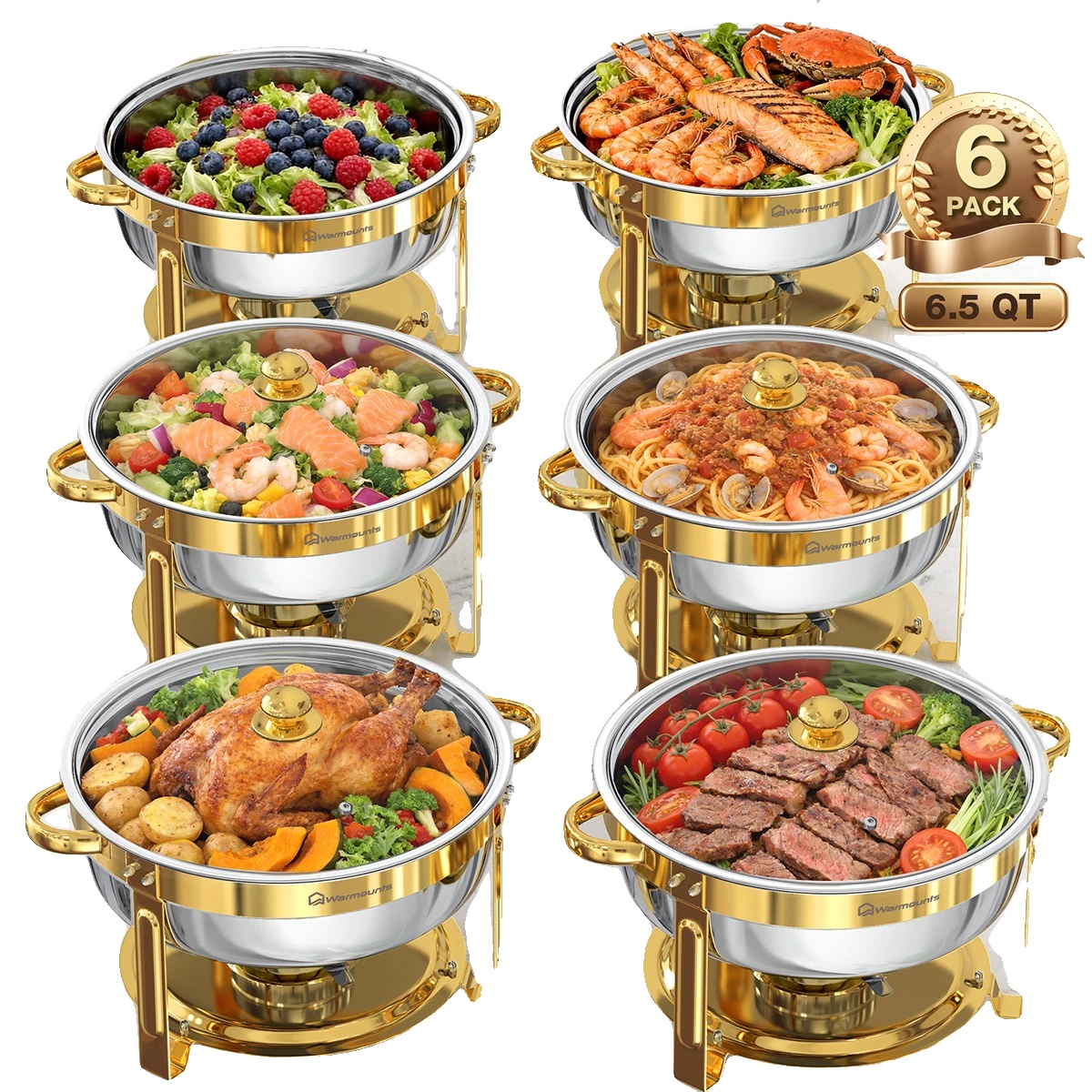 Chafing Dish, Edelstahl, Elegantes Design, 6pcs