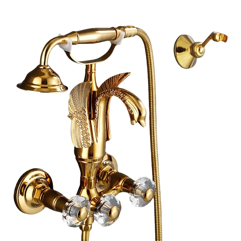 Badewannenarmatur, Messingmaterial, Duale Temperaturregelung, Gold
