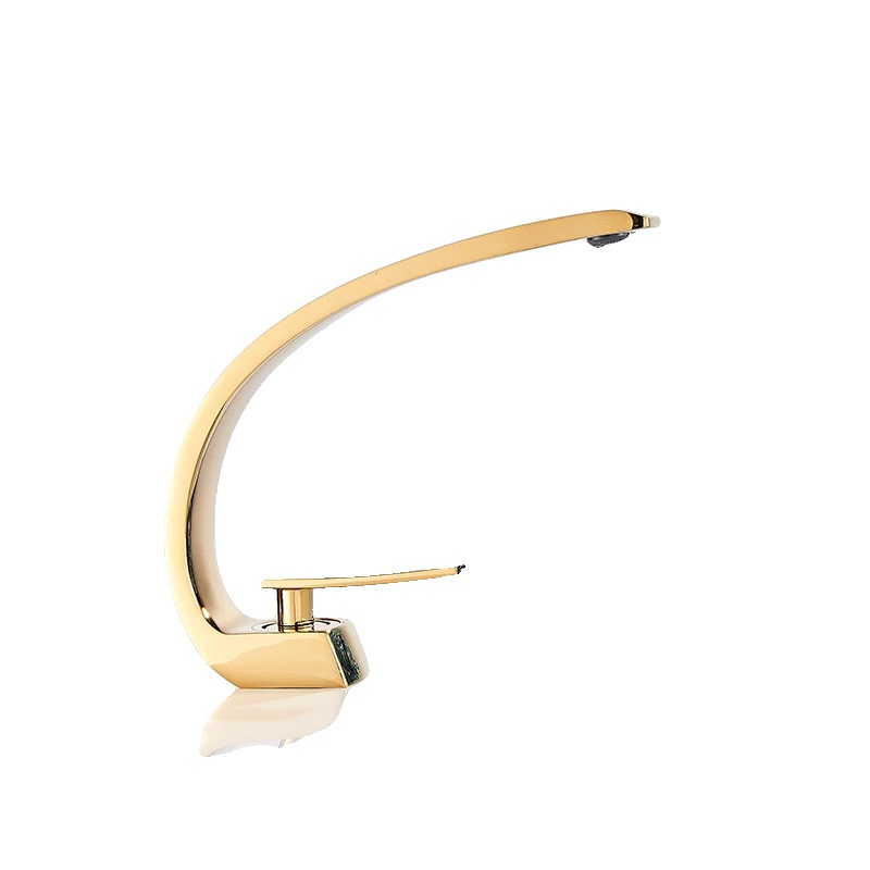 Waschtischarmatur, Deckenmontiert, Messingventiltyp, Gold