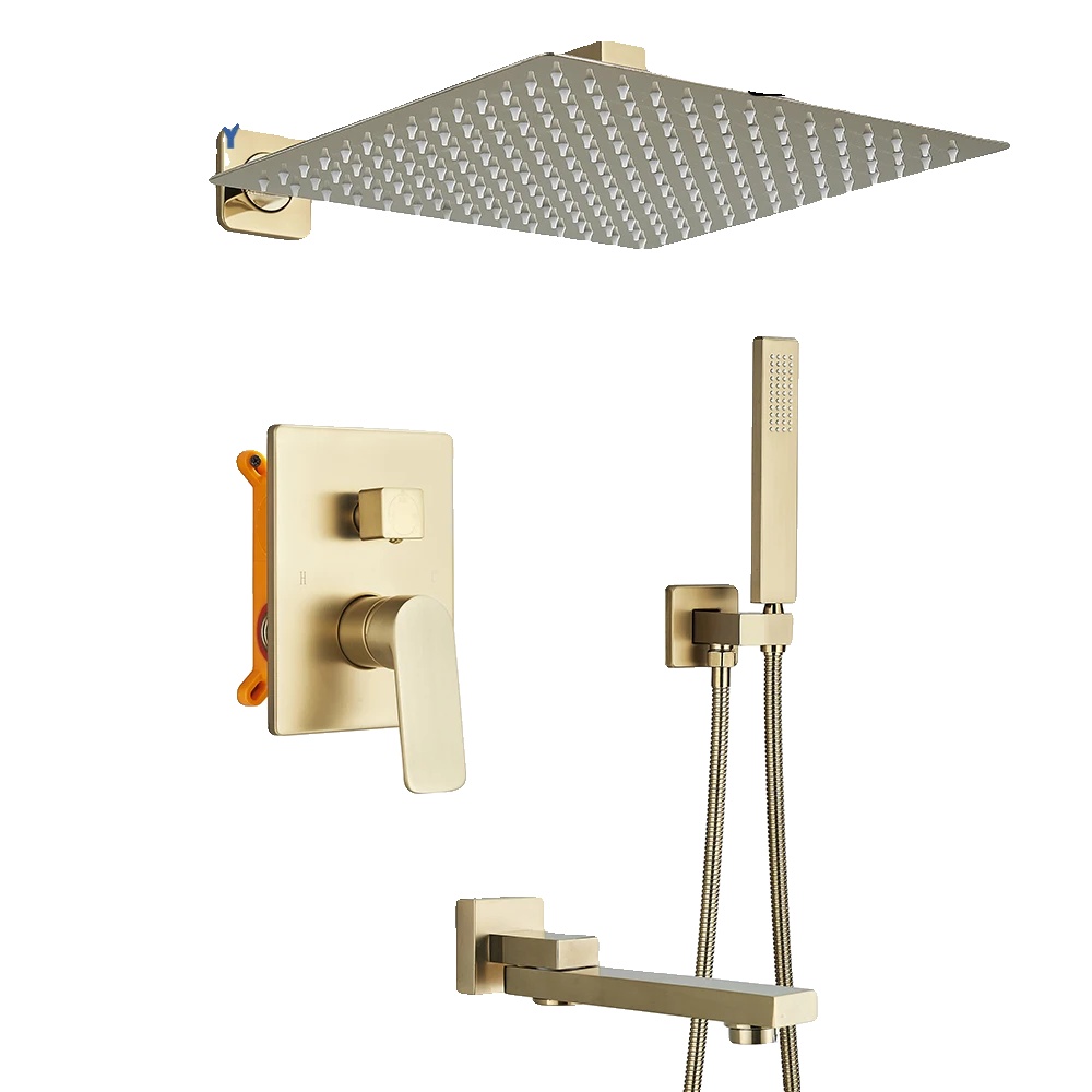 Duscharmatur Set, 3-wege Durchflussfunktionen, Zeitgenössisches Design, Wand 12 Zoll C1
