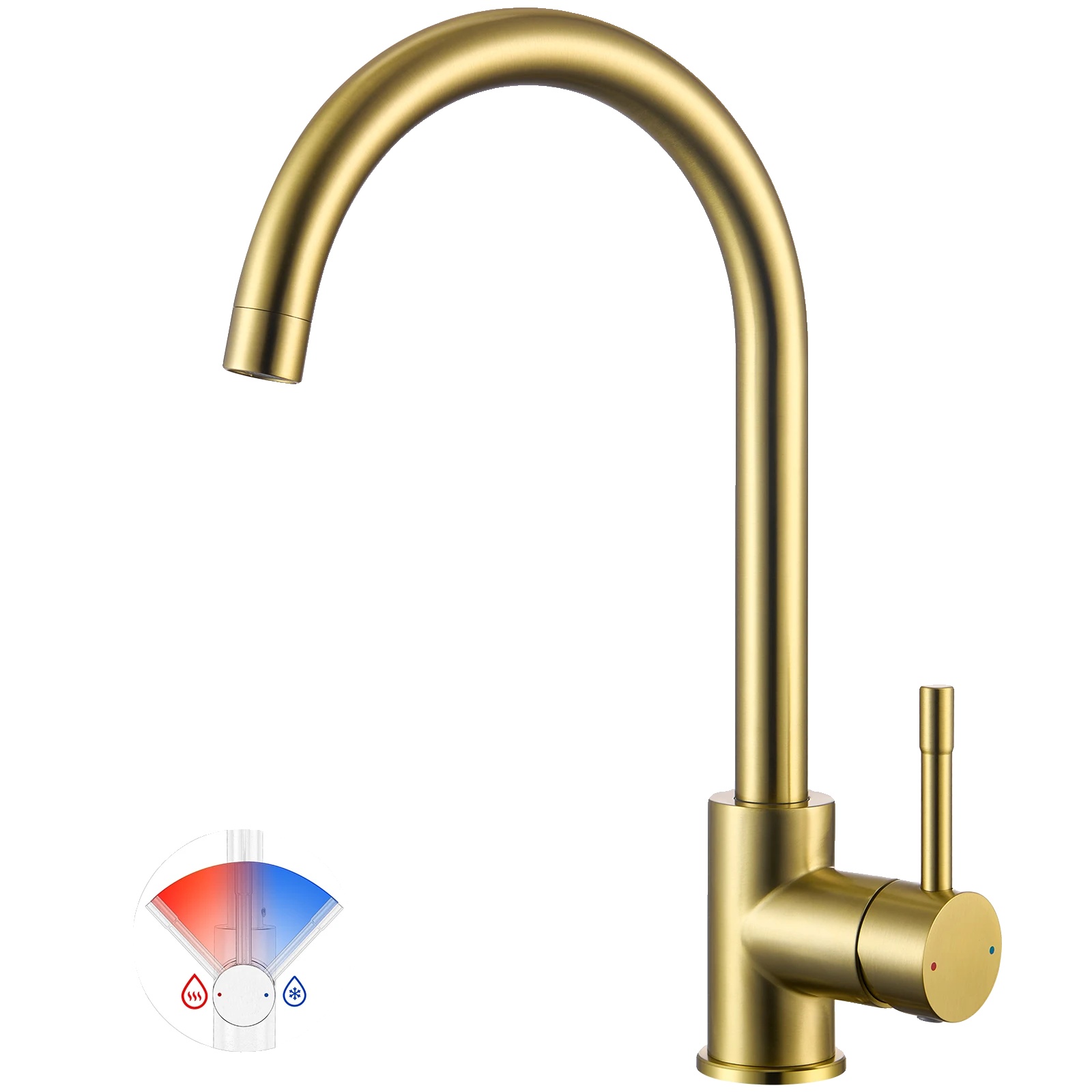 Küchenmischer, 304 Edelstahl, Gesamthöhe 346 Mm, Auslaufhöhe 235 Mm, 360° Drehbar, Einhebel