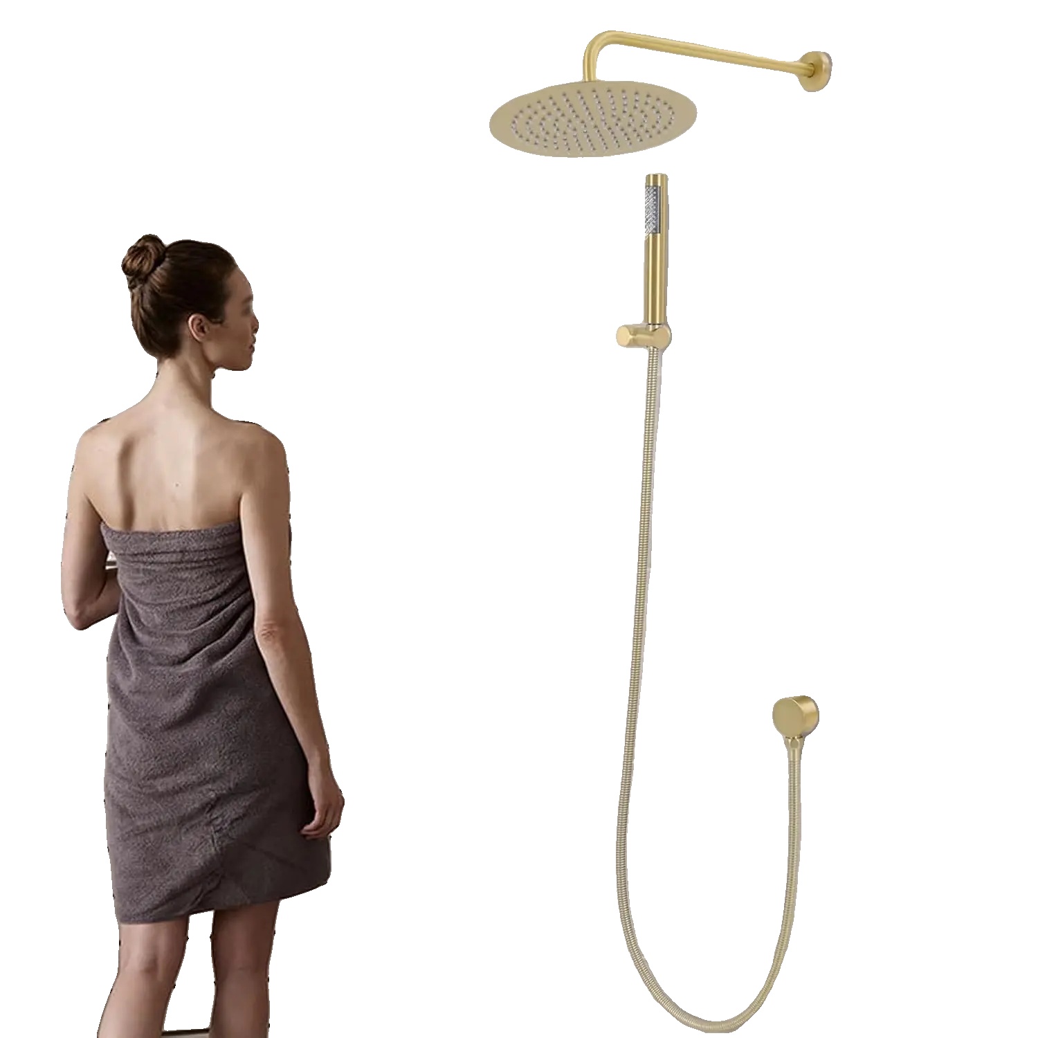 Regendusche, 25 Cm Durchmesser, Hochwertiges Messingmaterial, Wandmontiertes Design, Flexibler Schlauch, Regenbrausemodus