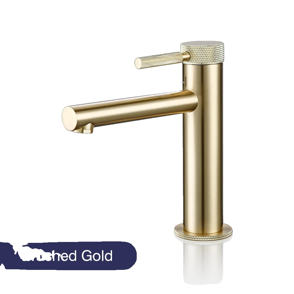 Waschtischarmatur, Messingkonstruktion, Einhebel-design, Gebürstetes Gold, G3/8