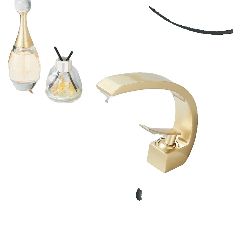 Waschbeckenmischer, Einhebel, Wassersparendes Design, Gebürstetes Gold