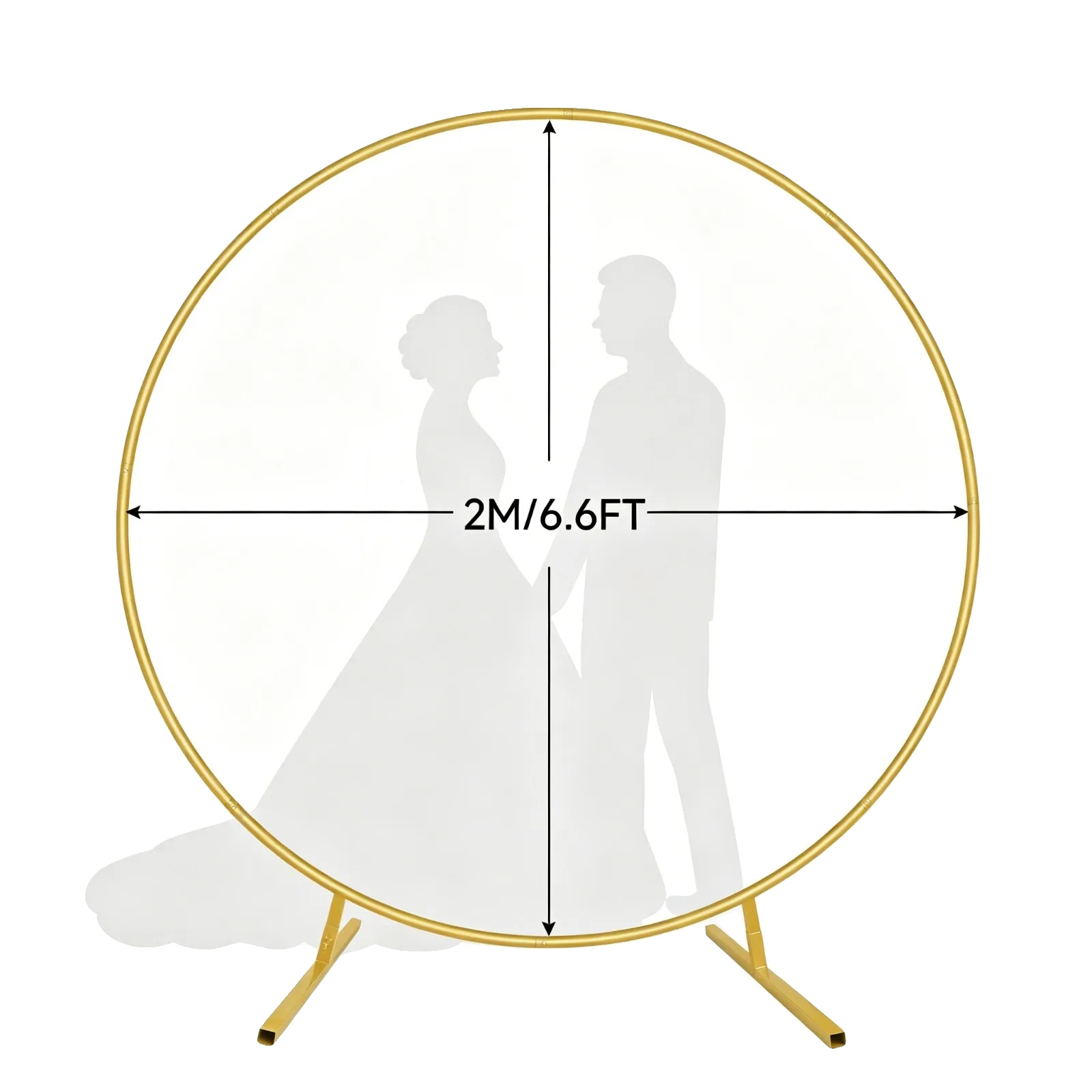 Hochzeitsbogenständer, Extra Groß, Robuste Metallkonstruktion, Gold-rund, 2m/6.6ft-b