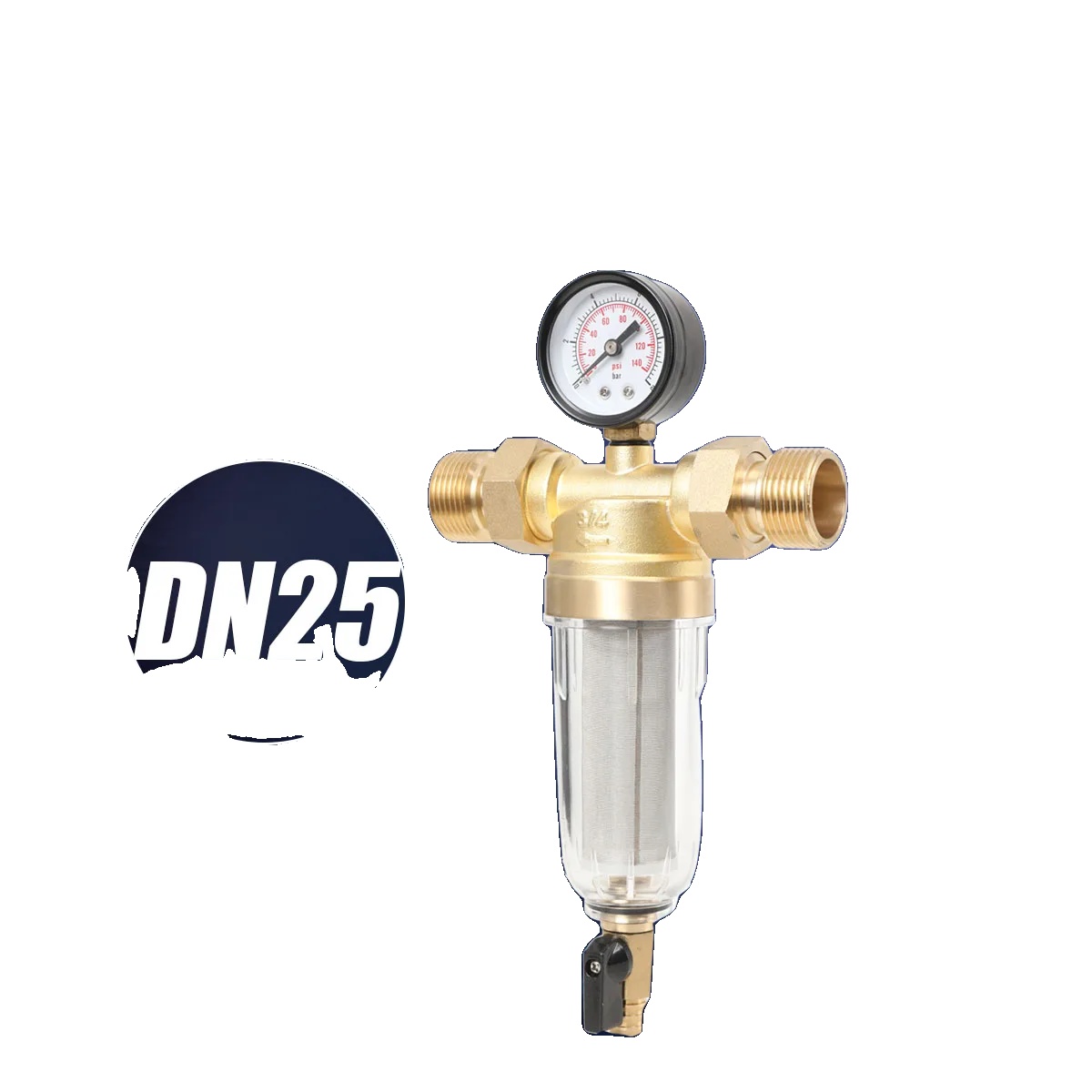 Luftdruckregler, 1 Zoll Durchmesser, 16 Bar Druckbewertung, Mechanischer Filter, Integrierte Ablassventil