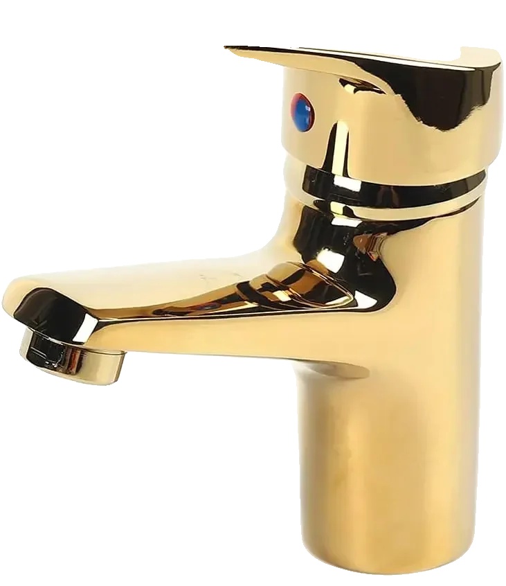 Waschbeckenarmatur, Langlebige Messingkonstruktion, Wassersparendes Design, Messing, Gold