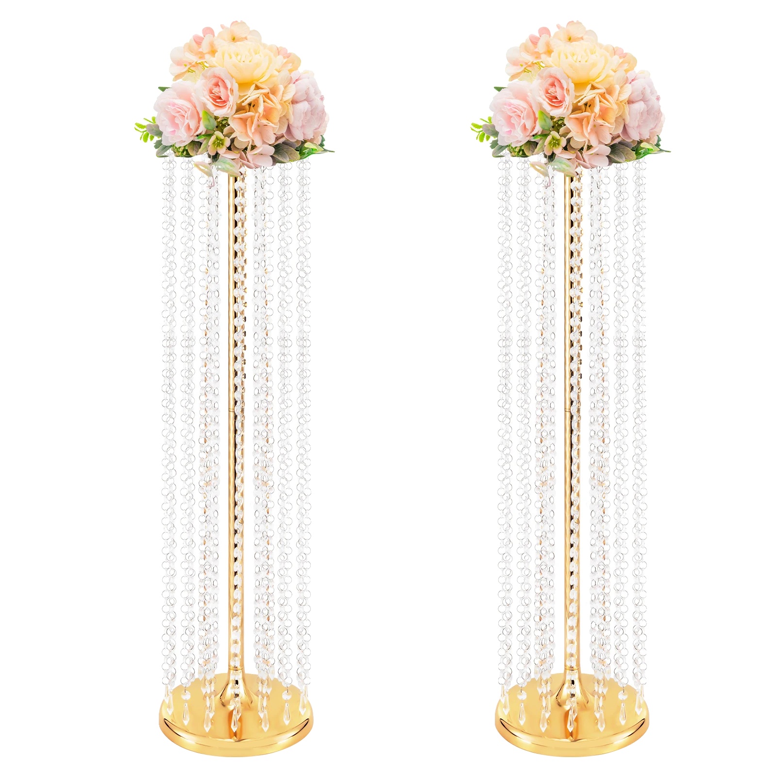 Blumenständer, Höhe 90 Cm, Durchmesser 24 Cm, Durchmesser Der Oberen Platte 20 Cm, Zwei Stück, Elektrolytisch Veredelt