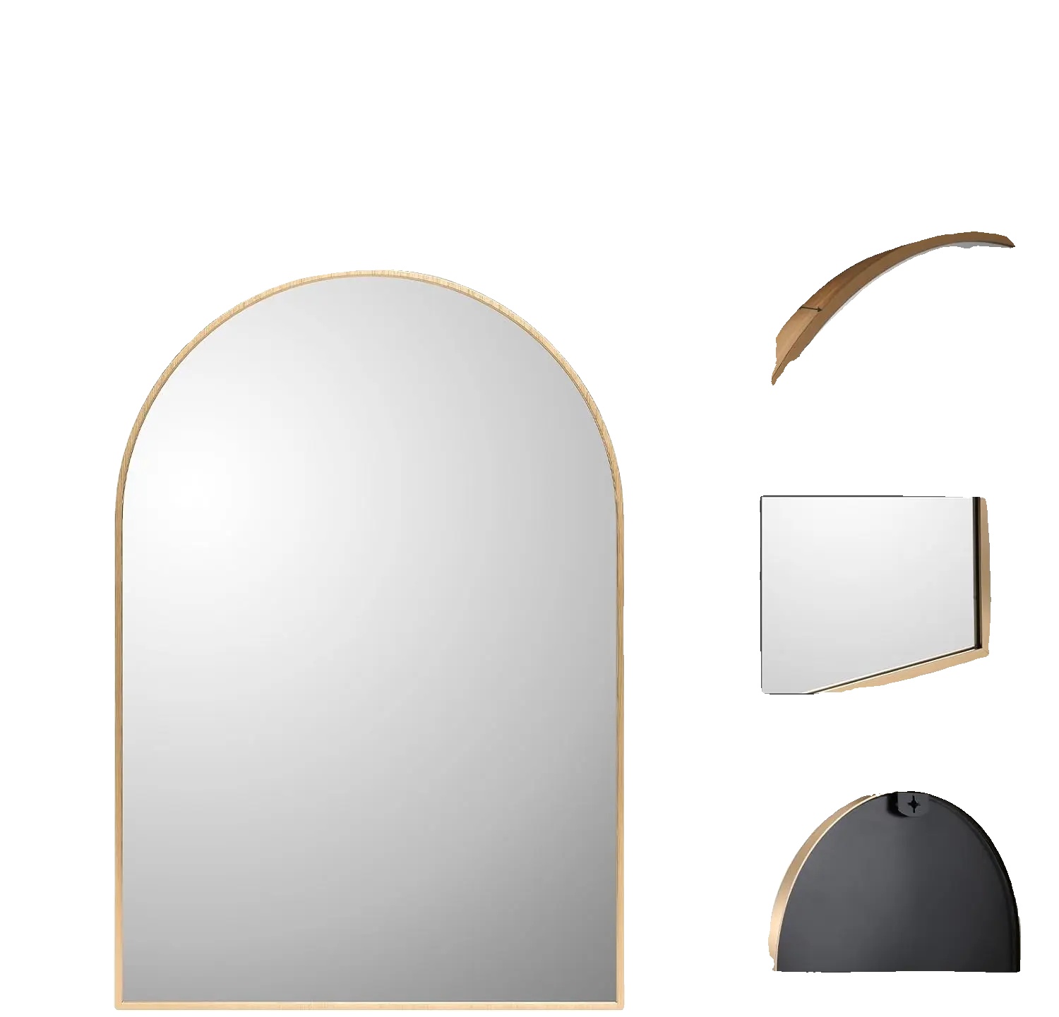 Badezimmer Spiegel, Rahmen, Wandmontiert, Gewölbt 96x66cm, Aluminium
