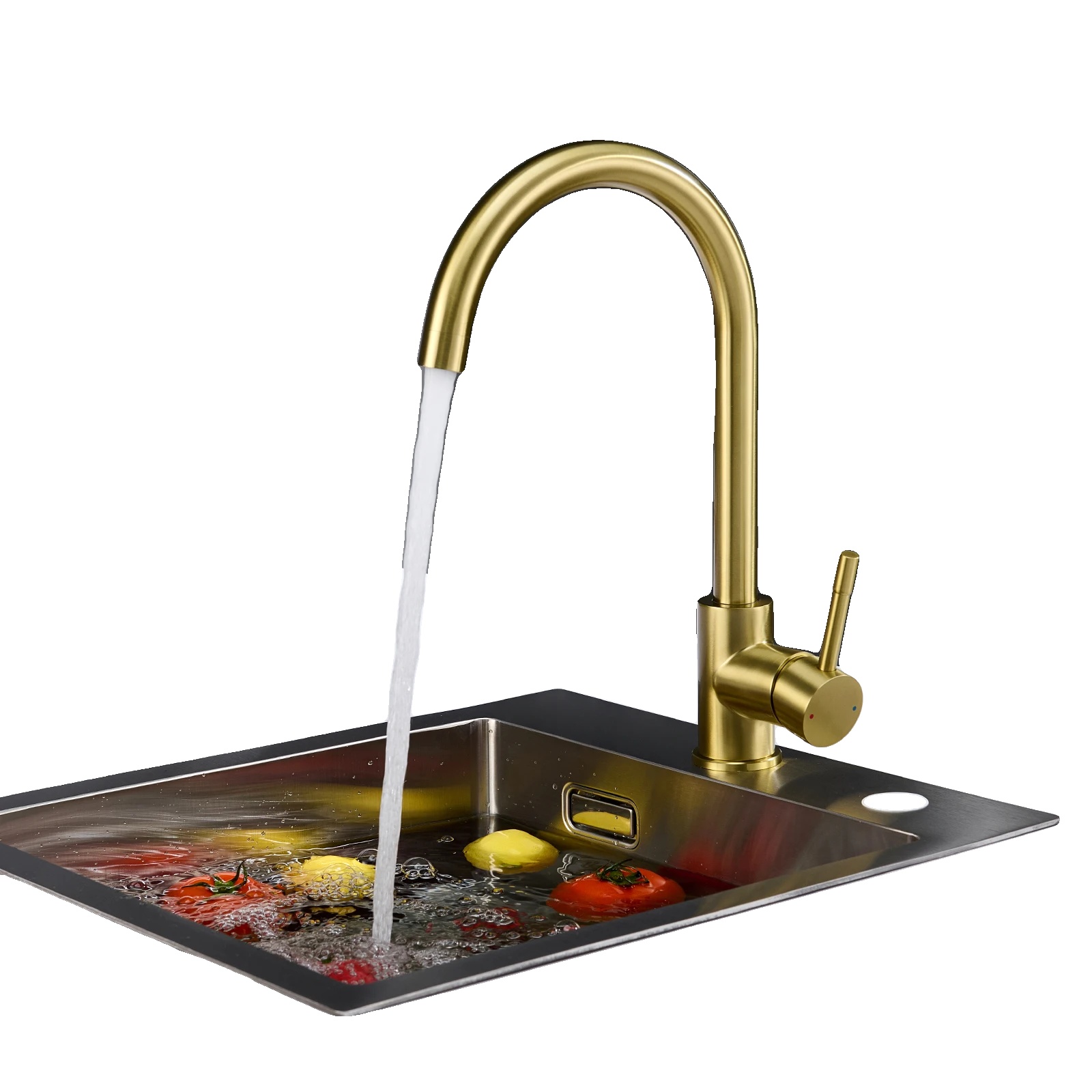 Küchenmixer, 360° Drehbarer Auslauf, Einhandgriff, Gold, G3/8