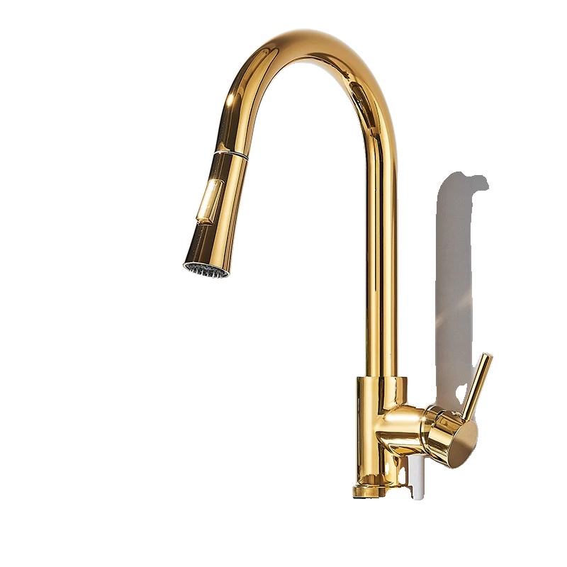 Ausziehbare Küchenarmatur, 360° Drehung, Dual-wasser-modus, Gold
