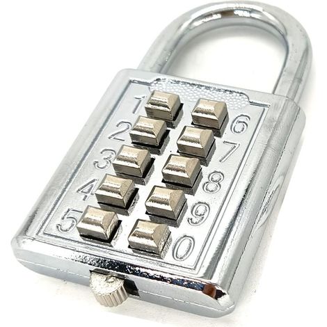 10-stelliges Druckknopf-vorhängeschloss – 5-stelliges Vorhängeschloss – Silber