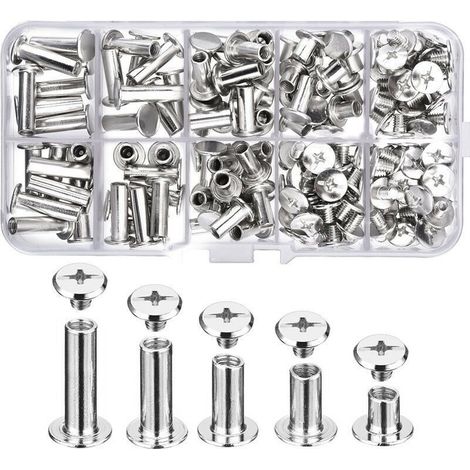 100 Stück Metall-bindeschrauben In 5 Größen, Chicago-schrauben, Massive Edelstahl-schraubnieten Für Diy-projekte, Lederdekoration, Buchbinderei-reparaturen, Bastelarbeiten Usw. (silber), Von Debuns