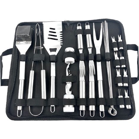 29-teiliges Grillzubehör-set, Edelstahl-besteck Mit Aufbewahrungstasche – Camping-grillzubehör-set