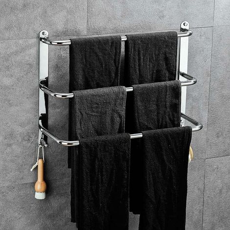 3-stöckiger Handtuchhalter Aus Edelstahl, Kein Bohren Erforderlich, Für Bad, Küche Und Wc, Silber