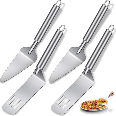 4-teiliges Tortenheber-set – Edelstahl – Gezacktes Tortenmesser – Ergonomischer Griff – Geeignet Für Desserts, Pizza Und Lasagne