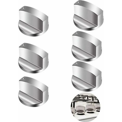 6-mm-gasknöpfe, Universelle Metall-bedienknöpfe, Silberne Gasherdknöpfe Für Backofen Und Gaskochfeld, 6 Stück, Von Debuns