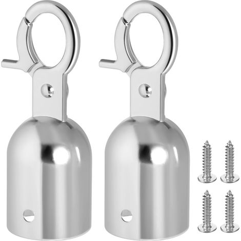 2er-set Seilenden Mit Karabiner, Terrassenseilanschlüsse Aus Edelstahl, Silberne Seilenden, 7,6 X 2,8 Cm