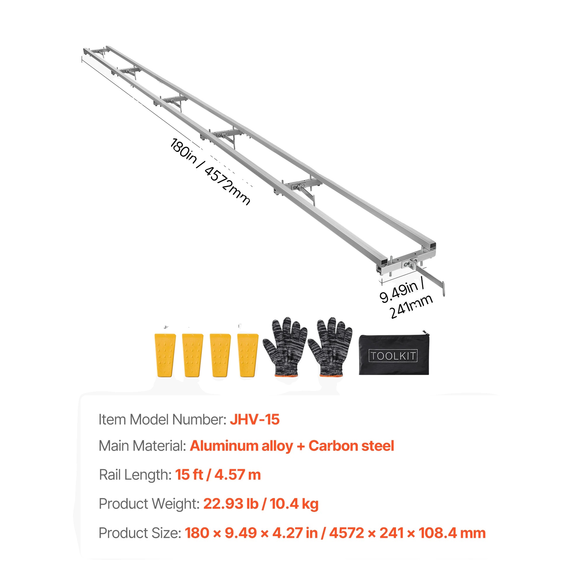 Schienenfrässystem, Verstellbare Querträger, Langlebige Aluminiumkonstruktion, 15ft