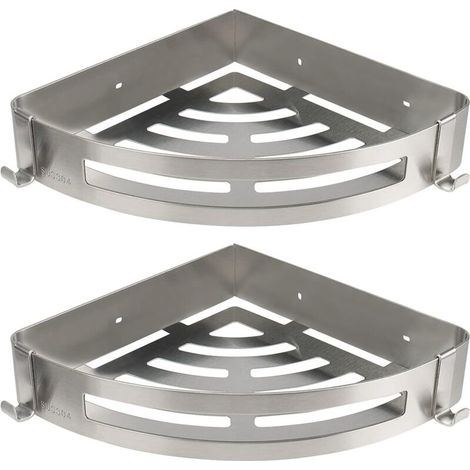 Eckduschablage, Badezimmerregal Aus Aluminium Ohne Bohren (dreieckig, Silber, 2 Stück)