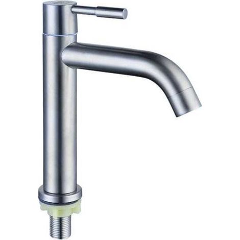 Edelstahl-waschtischarmatur – Kaltwasser-mischbatterie, Geeignet Für Küche, Bad, Garage Usw. – 1 Stück, Silber