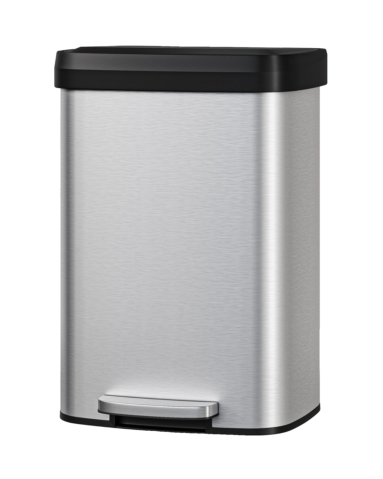 Pedal-mülleimer, Edelstahl, Abnehmbarer Inneneimer, Edelstahlfarbe, 60l