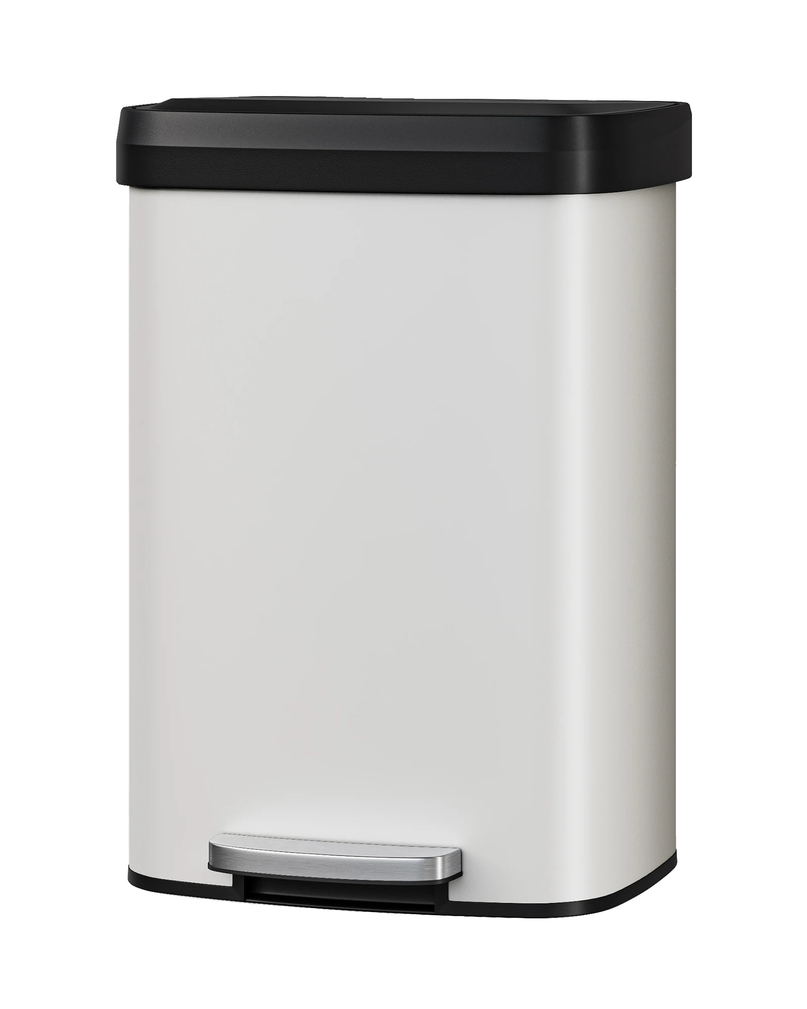 Pedal-mülleimer, Edelstahl, Abnehmbarer Inneneimer, Weiss-a, 60l-a