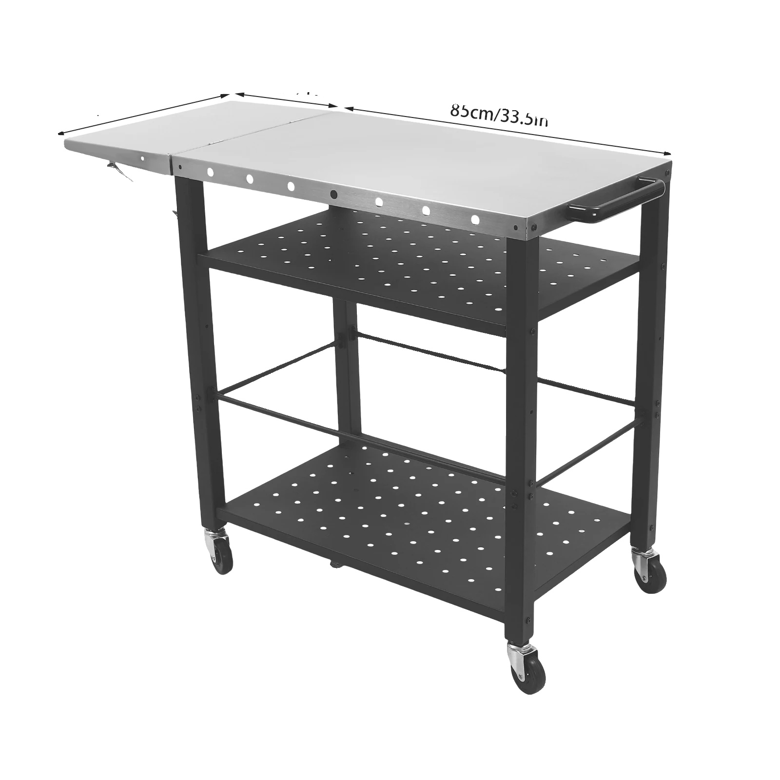 Grillwagen, Klappdesign, Viel Stauraum, Silber