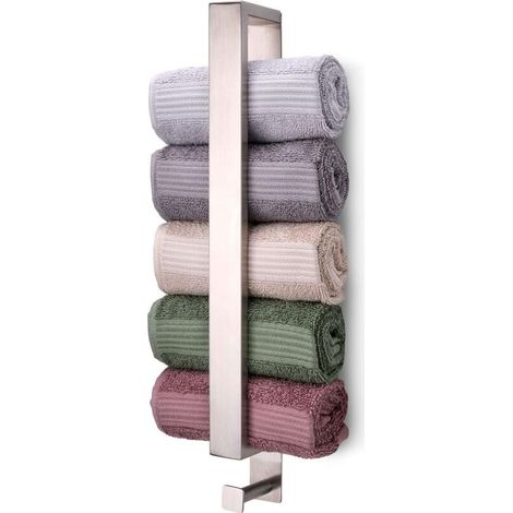 Handtuchhalter Fürs Badezimmer – 40 Cm – Mit Haken – Edelstahl – Sichere Befestigung – Schnelle Montage (silber)