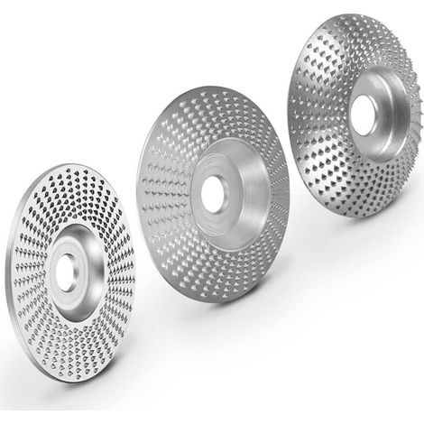 Holzschnitzscheibe Für Winkelschleifer - Zum Formen, Schleifen Und Schneiden, 16 Mm Öffnung, 3 Stück, Silber, Flach.